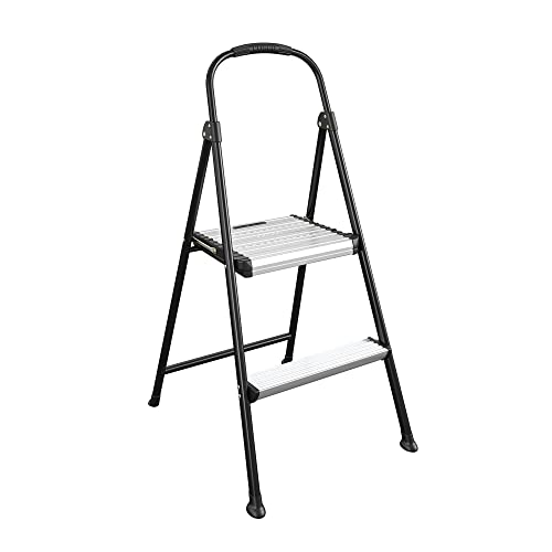 Black Aluminum Folding Step Stool with Rubber Hand Grip E545