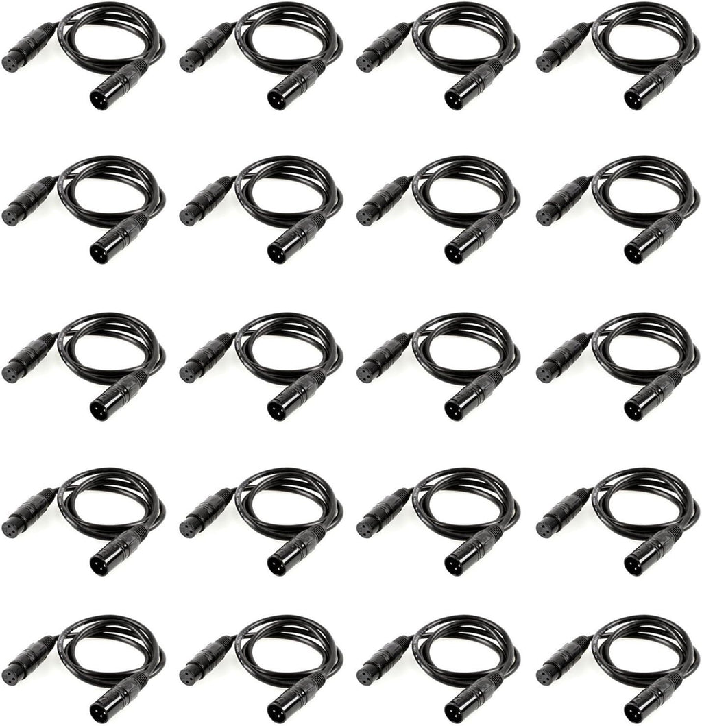 20 Pack 6.5FT 3-Pin DMX Cable Stage Light Wire N353