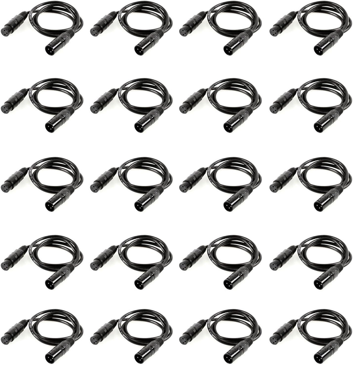 20 Pack 6.5FT 3-Pin DMX Cable Stage Light Wire N353
