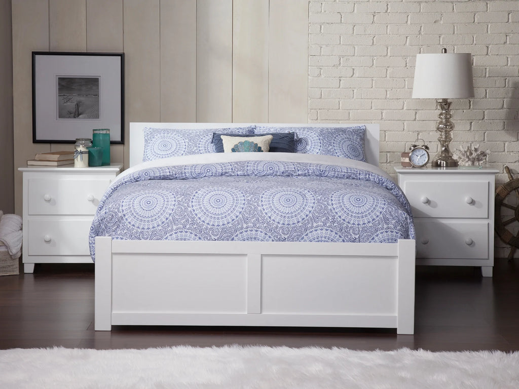 White Full Platform Bed with Twin Size Trundle Bed S38075