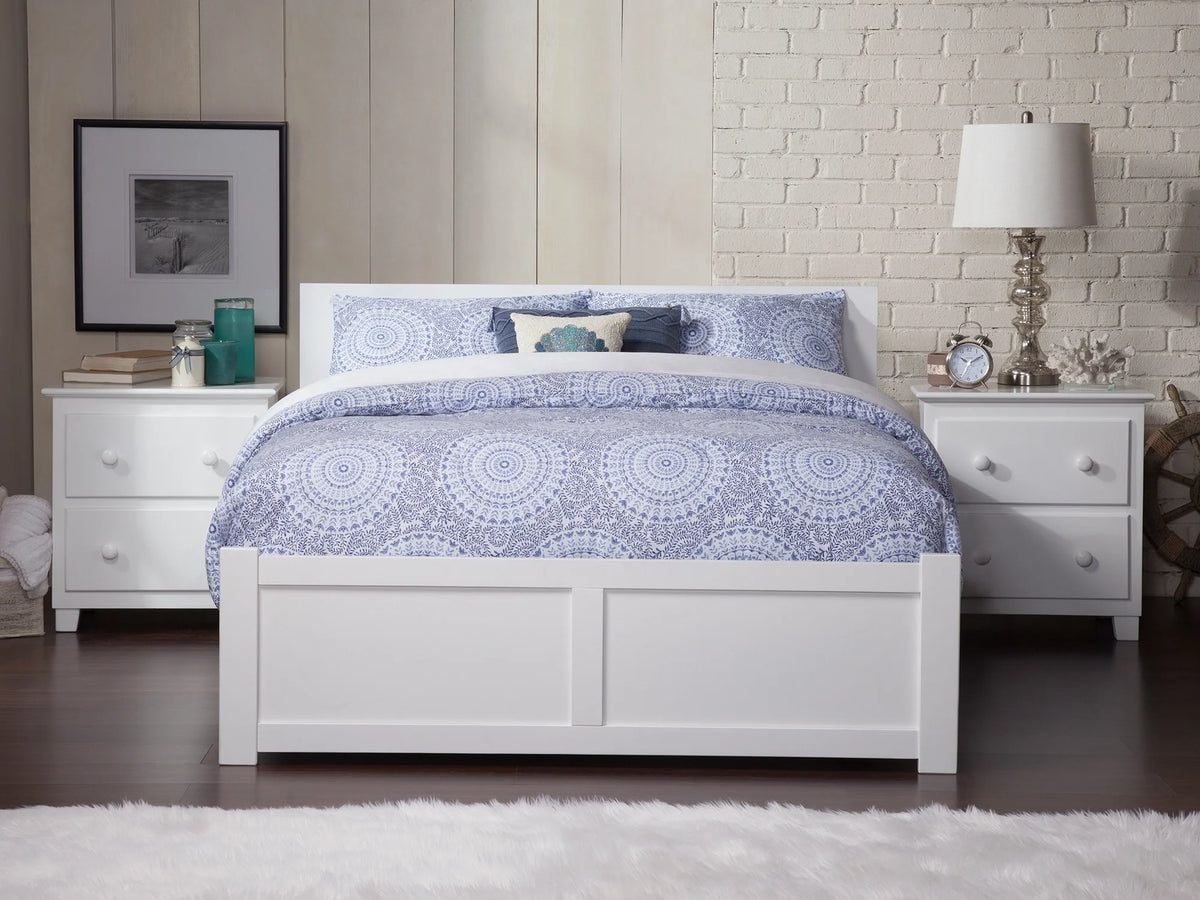 White Full Platform Bed with Twin Size Trundle Bed S38075