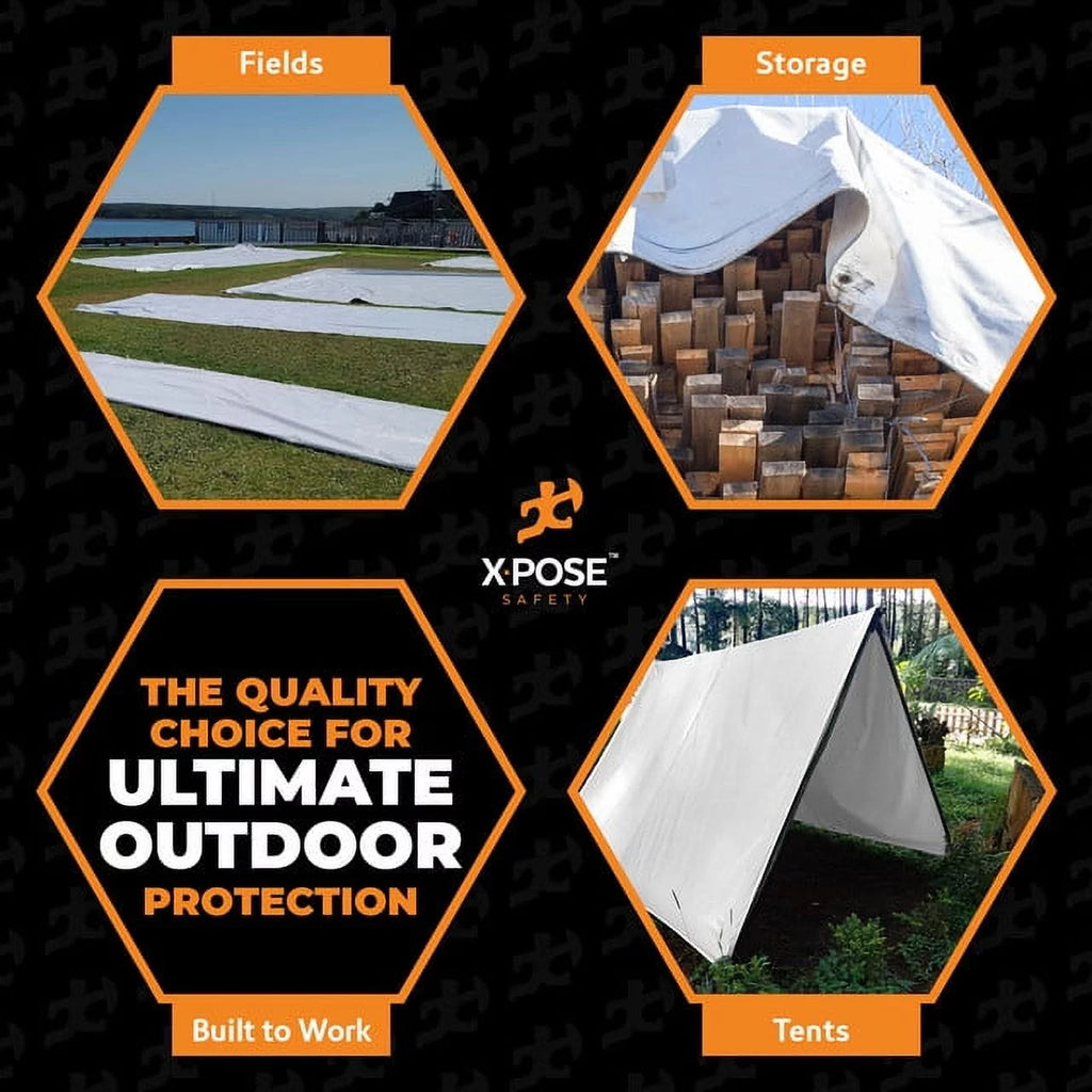 White Heavy Duty 10' x 20' Waterproof 12 Mil Poly Tarp T173244