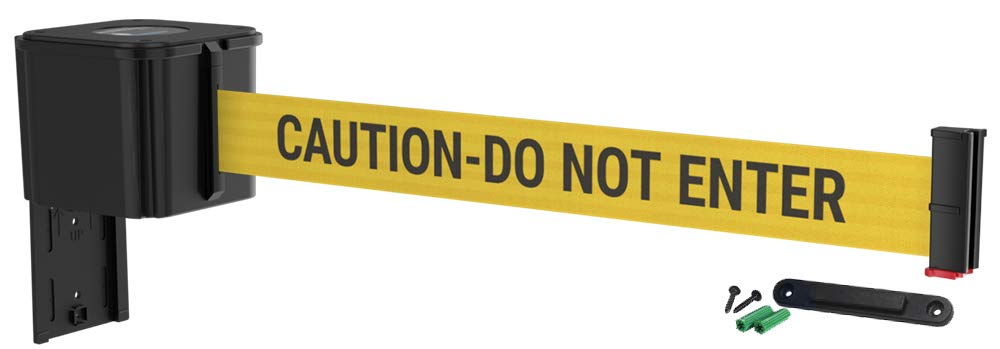 Yellow Retractable Belt Crowd Control Barrier with Receiving End, 25' Caution Do Not Enter Belt Y192