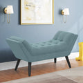 Blue Upholstered Tufted Ottoman Bench J7818