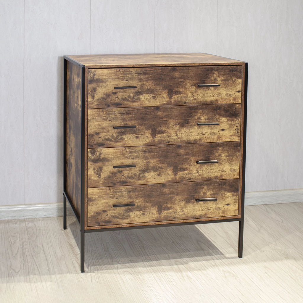 Rustic Brown 4 Drawer Wood Dresser C218921