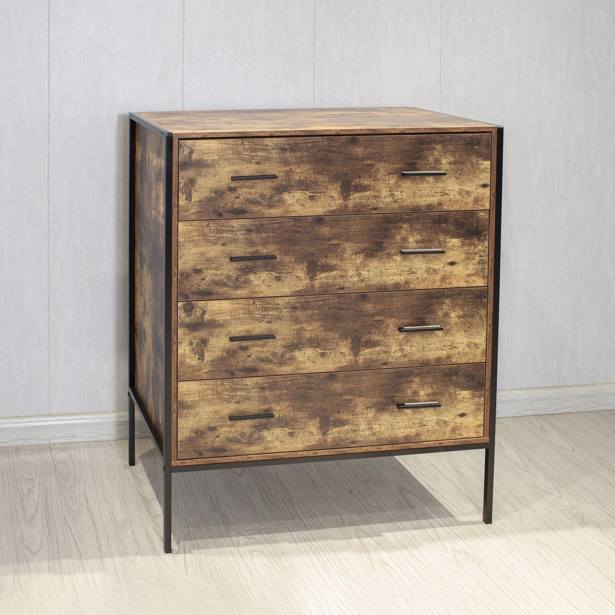 Rustic Brown 4 Drawer Wood Dresser C218921