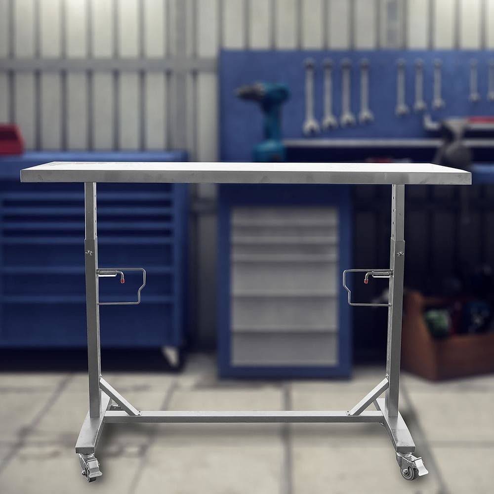 Stainless Steel Adjustable Height Work Table with Locking Casters J8534