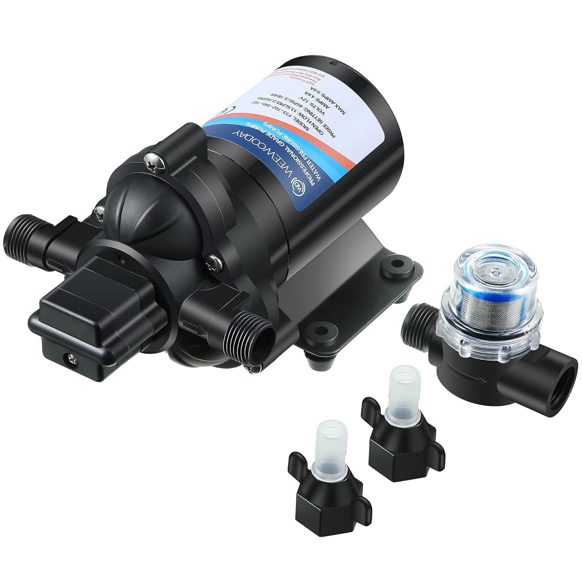 12V Diaphragm Water Pump with Pressure Switch 3.5 GPM 45 PSI A794372