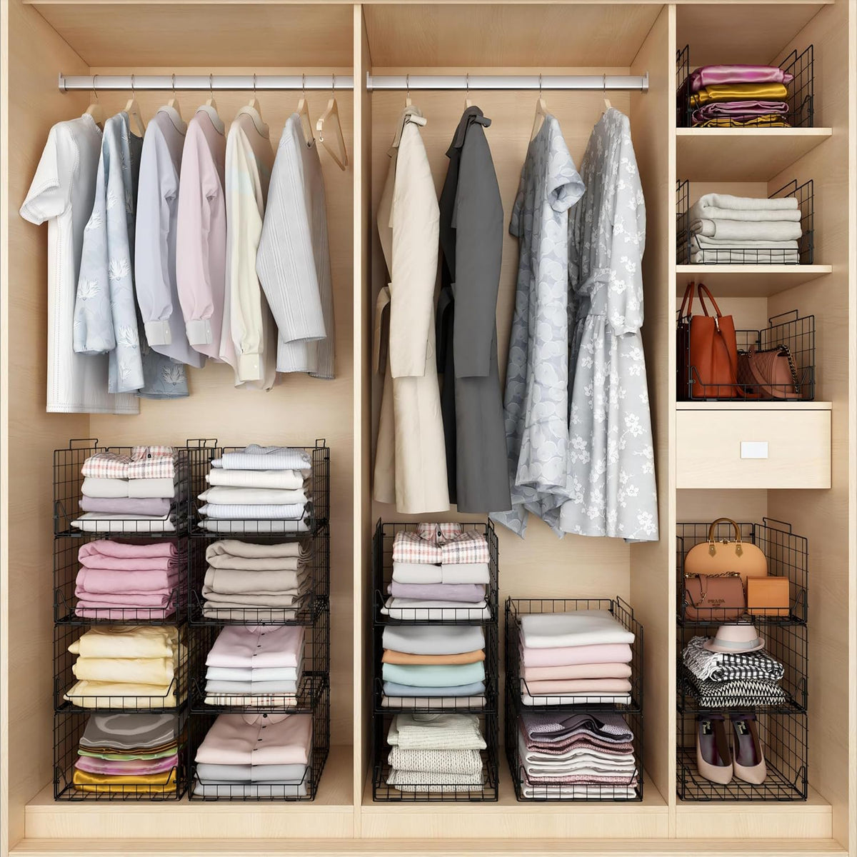 Black Metal Stackable Closet Organizers 4 Pack F23221