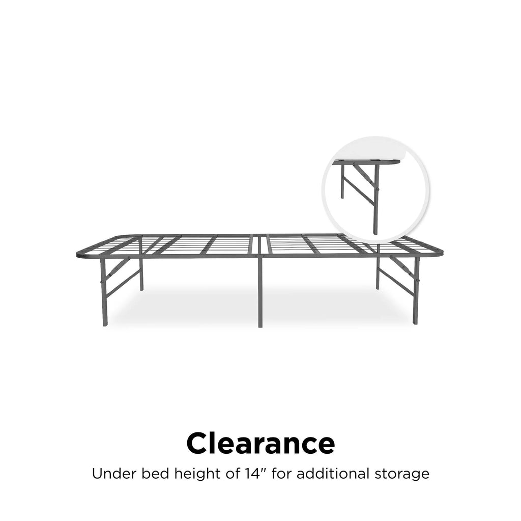 Foldable Metal Platform Bed Frame, Black Twin N340