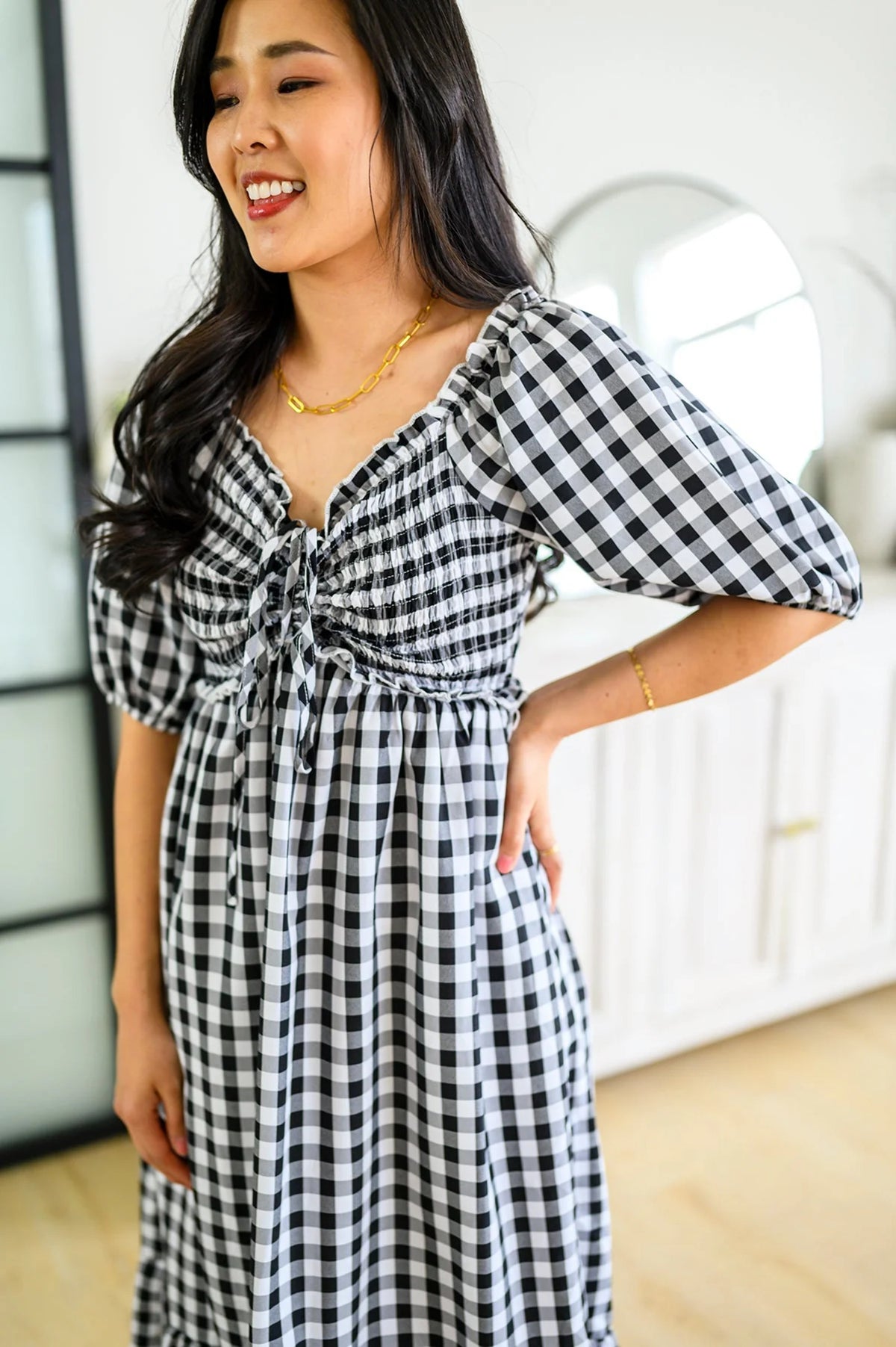 Gingham Midi Dress U76300