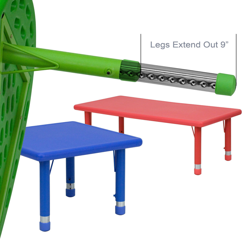 Green Plastic Height Adjustable Activity Table Set with 2 Chairs A4150
