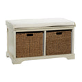White Wood Storage Bench with Cushion Seat V9037