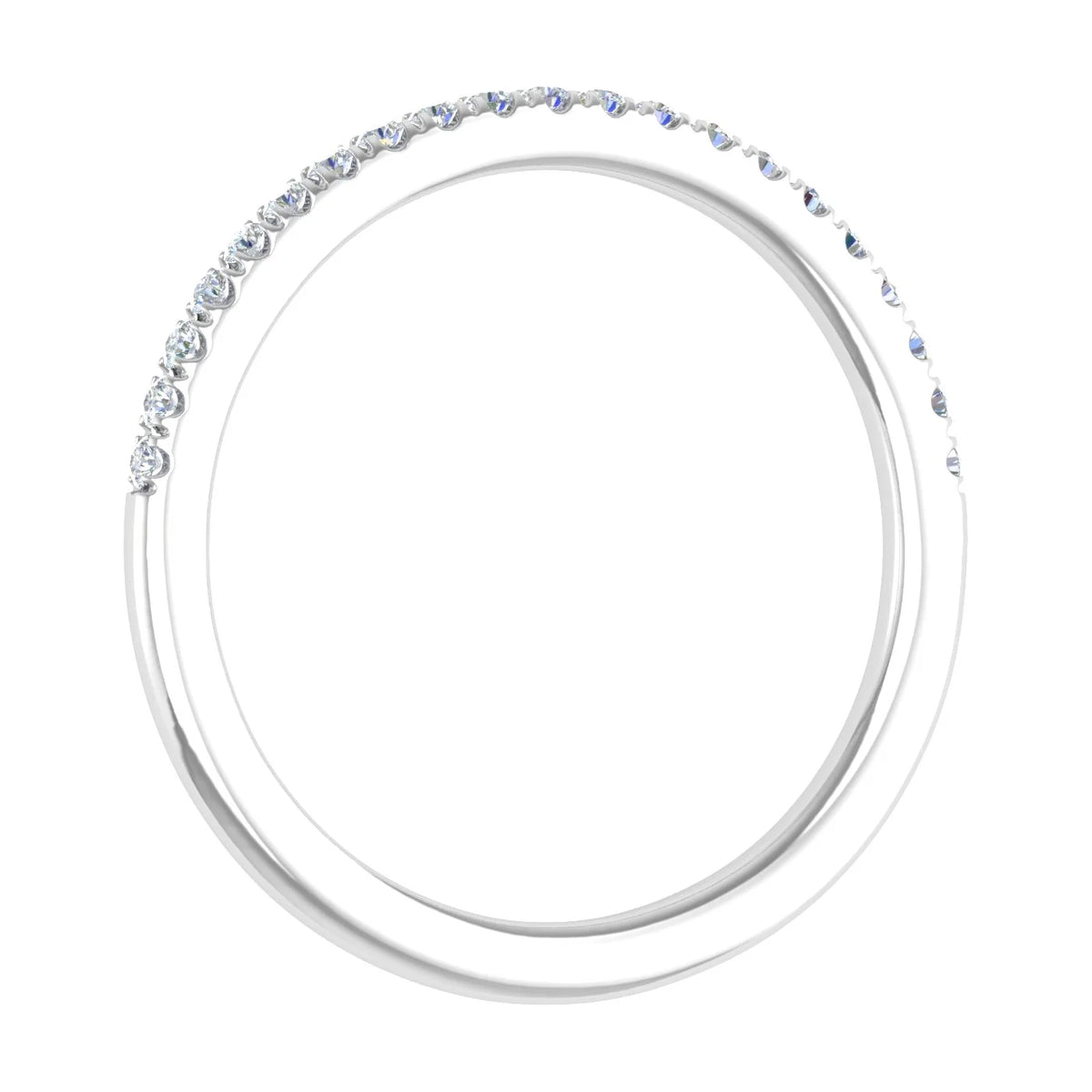 14K White Gold Half Eternity Diamond Wedding Band Ring T8664