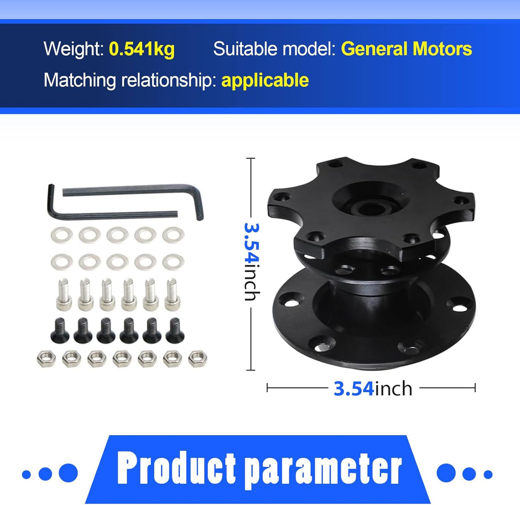 Black 6 Hole Quick Release Steering Wheel Hub Adapter J83396