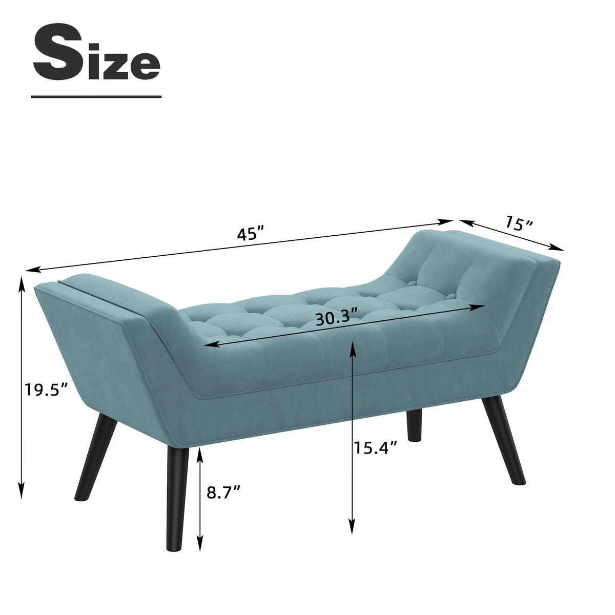 Blue Upholstered Tufted Ottoman Bench J7818