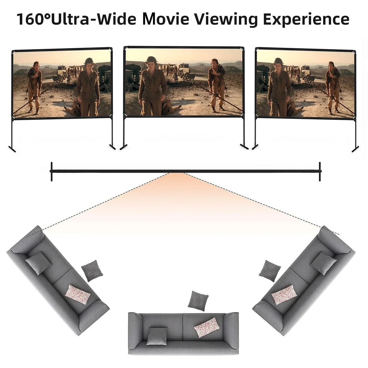 100 inch 16:9 Portable Projector Screen with Stand T6919