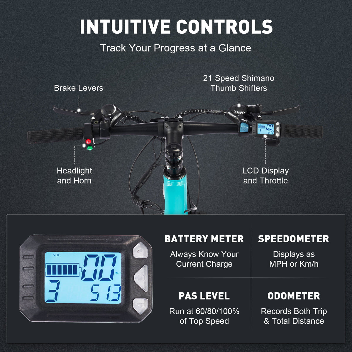 Electric Bike 26" Commuter Mountain Bike Disc Brakes 350W Motor 48V 10.4Ah Lithium A667