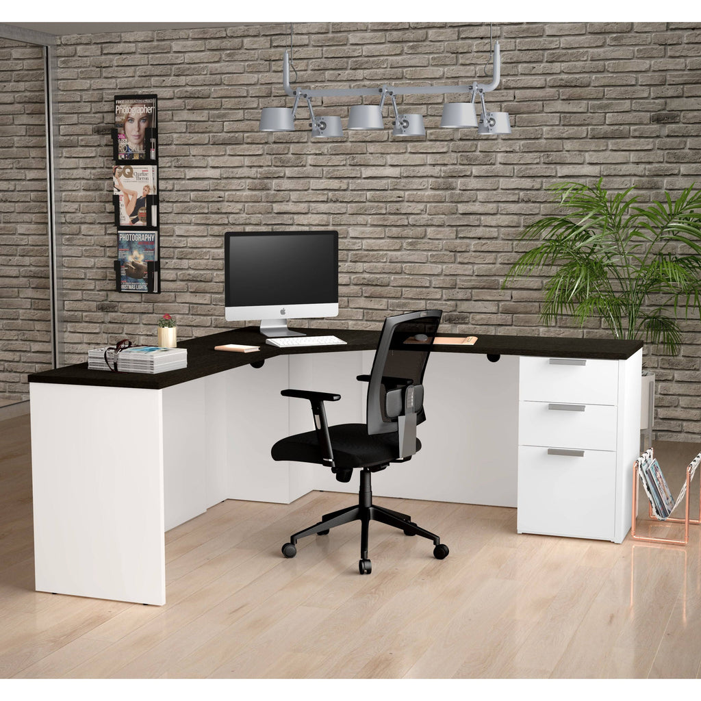Deep Grey White Corner Desk B92475