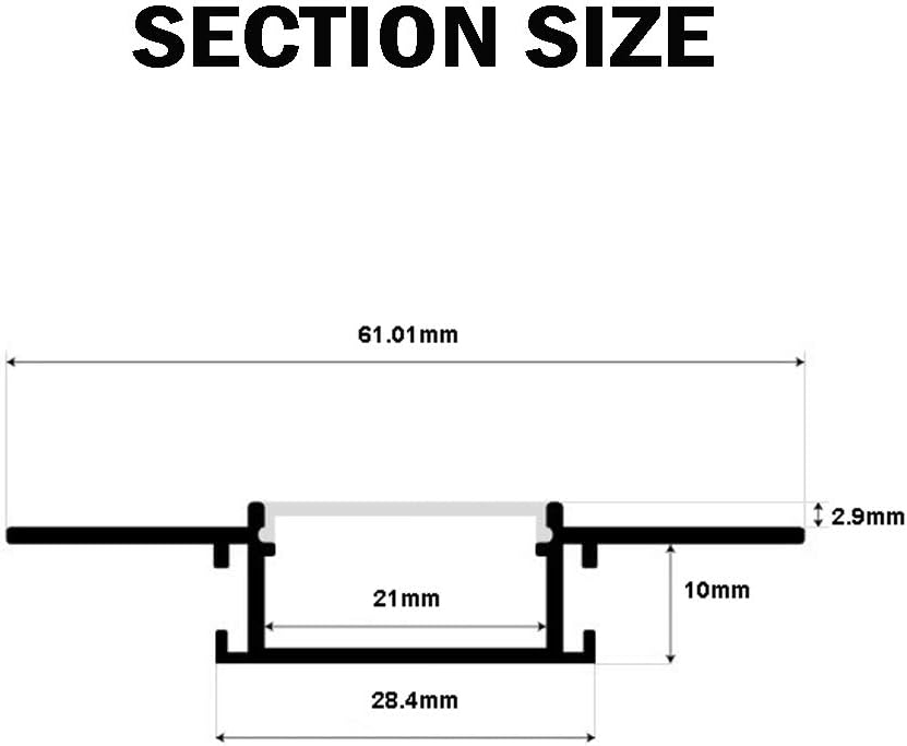 Plaster-in LED Aluminum Channel 6-Pack 3.3ft/1m with Flange for LED Strip, Drywall Aluminum Profile with Clip-in Diffuser and End Caps S81070