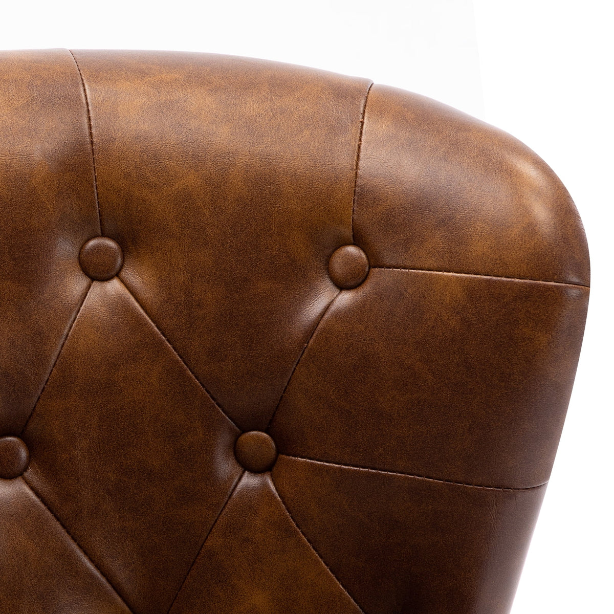 Yellowish Brown PU Tufted Accent Chair D254