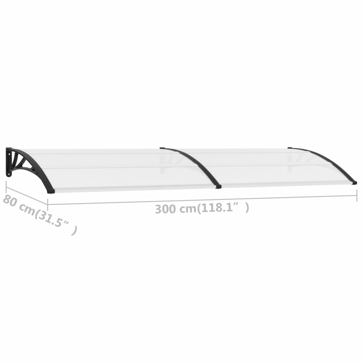 Door Canopy Black and Transparent 118.1"x31.5" PC A609173