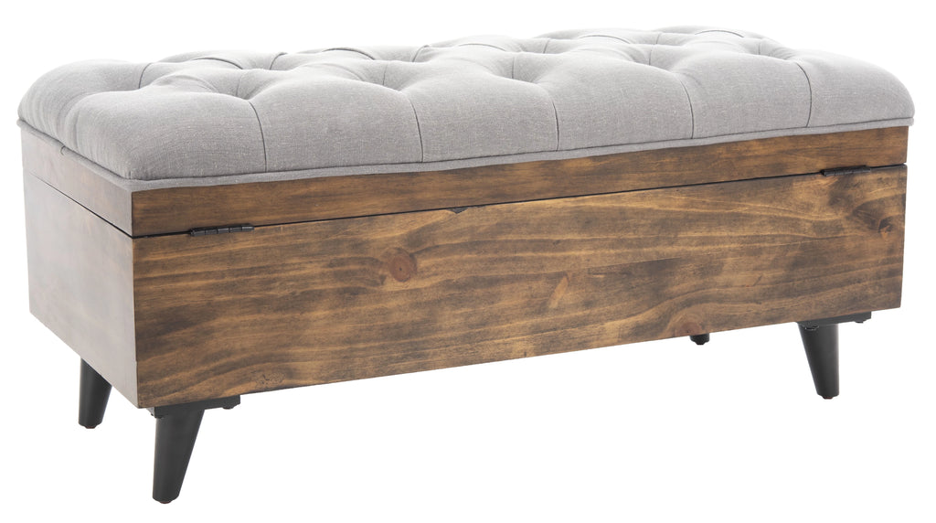 Grey Linen Storage Ottoman M178598