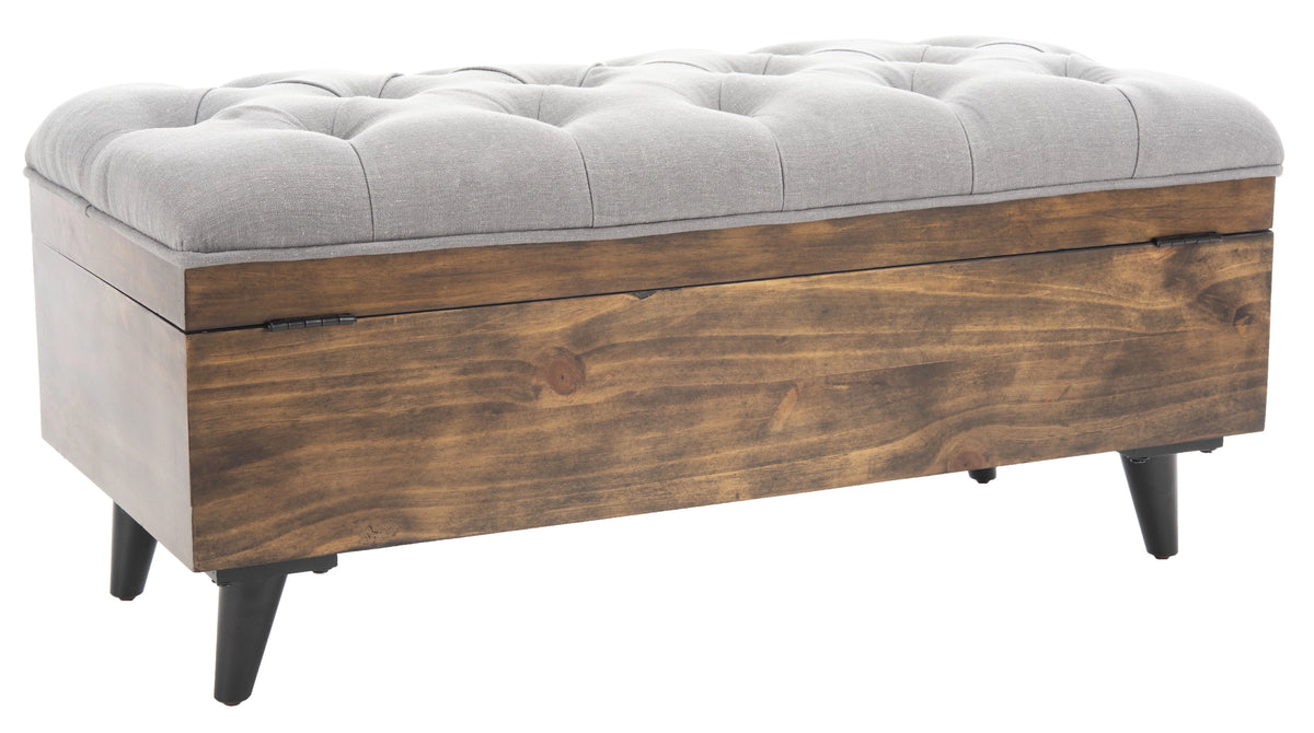 Grey Linen Storage Ottoman M178598
