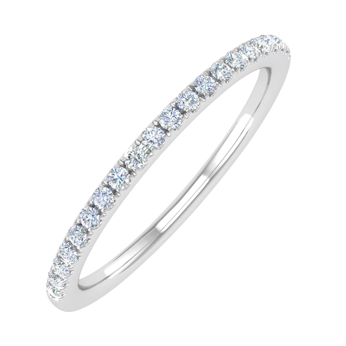 14K White Gold Half Eternity Diamond Wedding Band Ring T8664