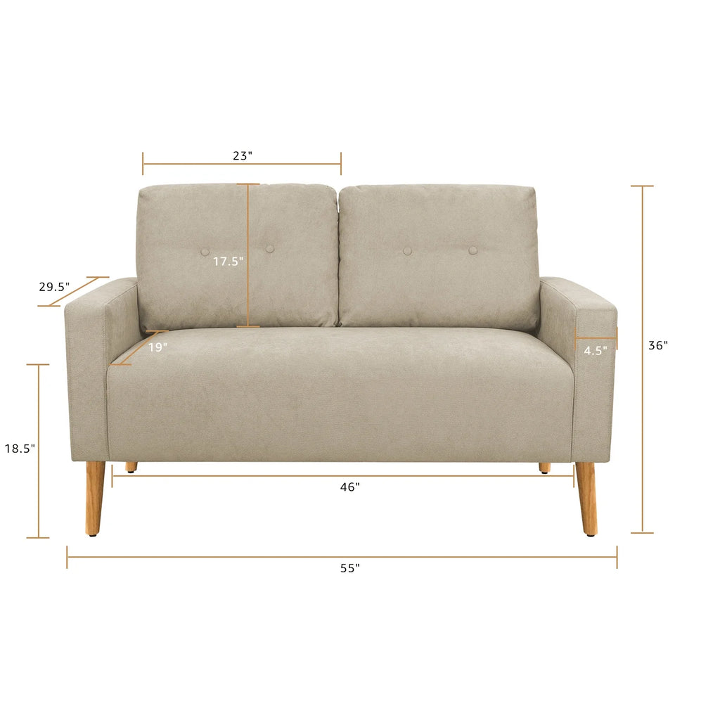 Fabric Loveseat Couch Sofa with Solid Wood Frame U8903