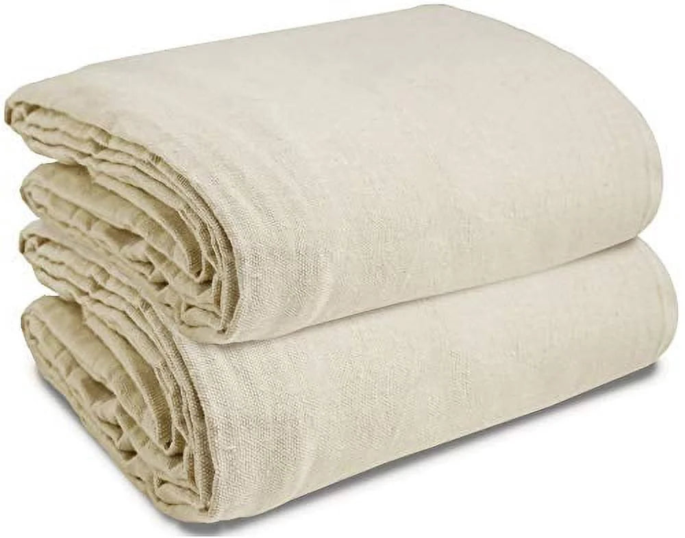 Cotton Canvas Paint Drop Cloth, 4 x 15 feet, Pack of 2, Double Stitched Edges O434