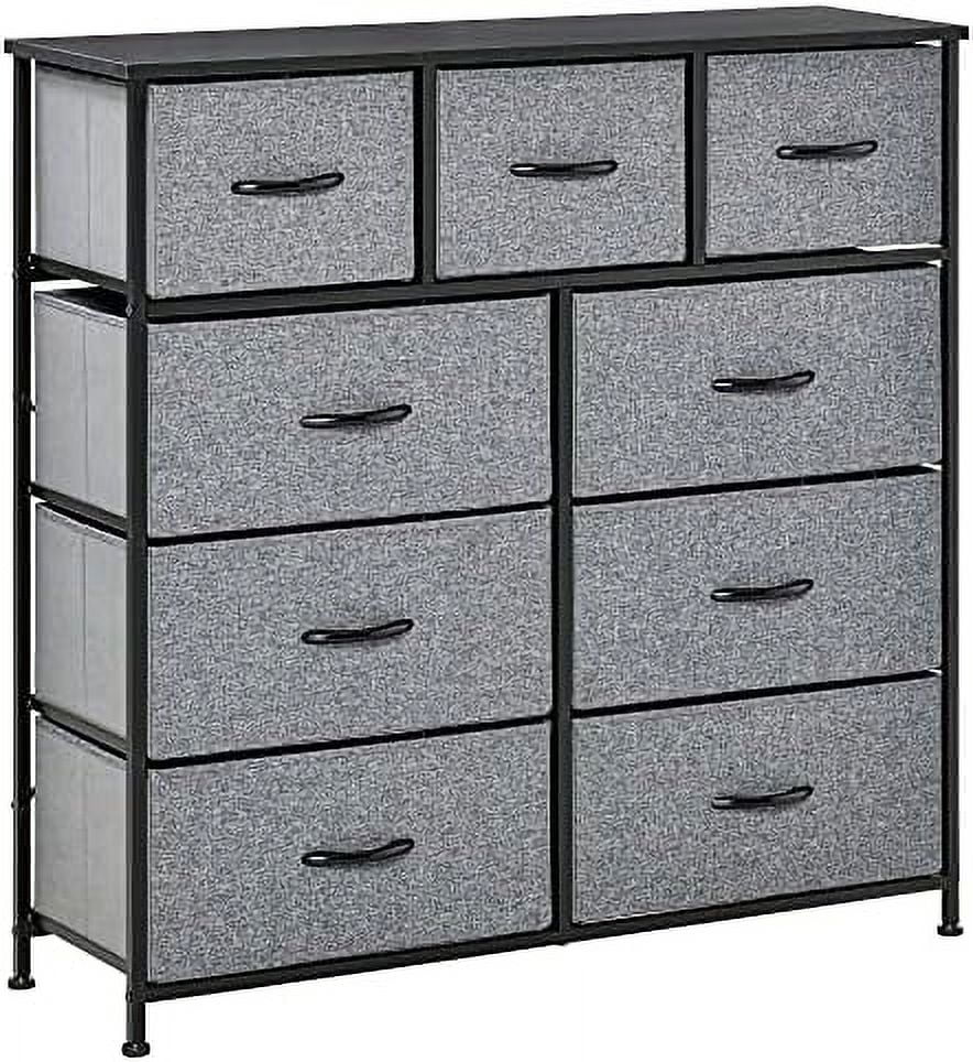 9 Drawer Fabric Dresser with Wood Top P2042