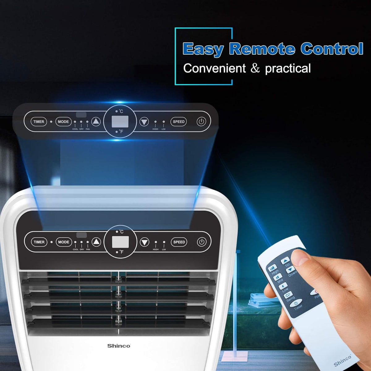 8,000 BTU Portable Air Conditioner with Dehumidifier, Remote Control D870
