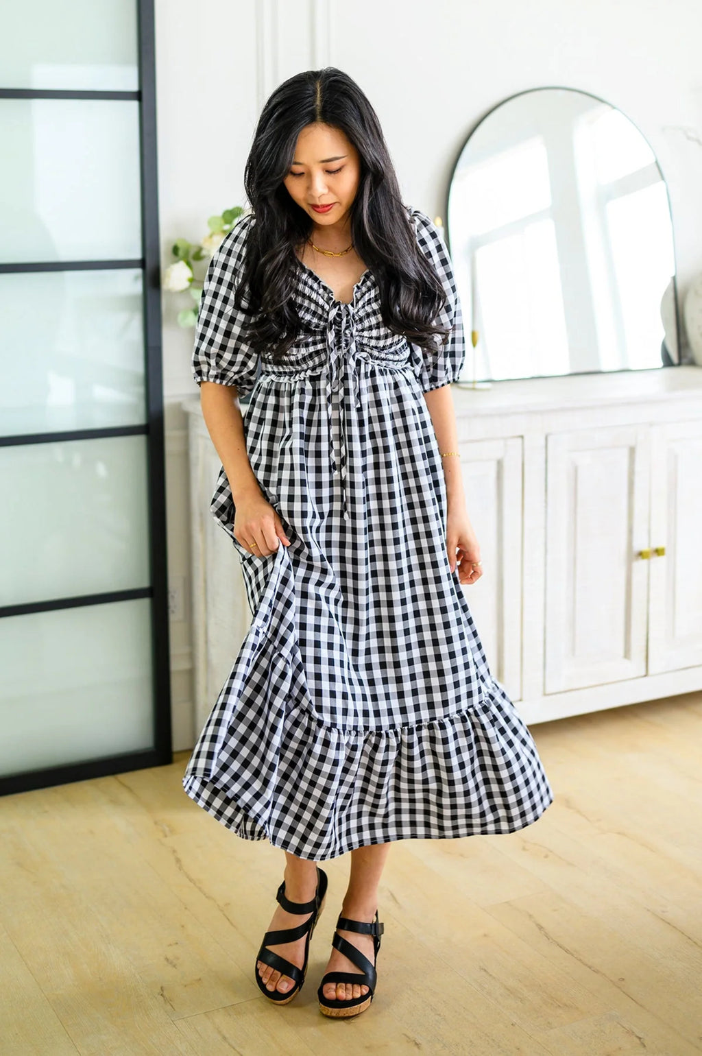 Gingham Midi Dress U76300
