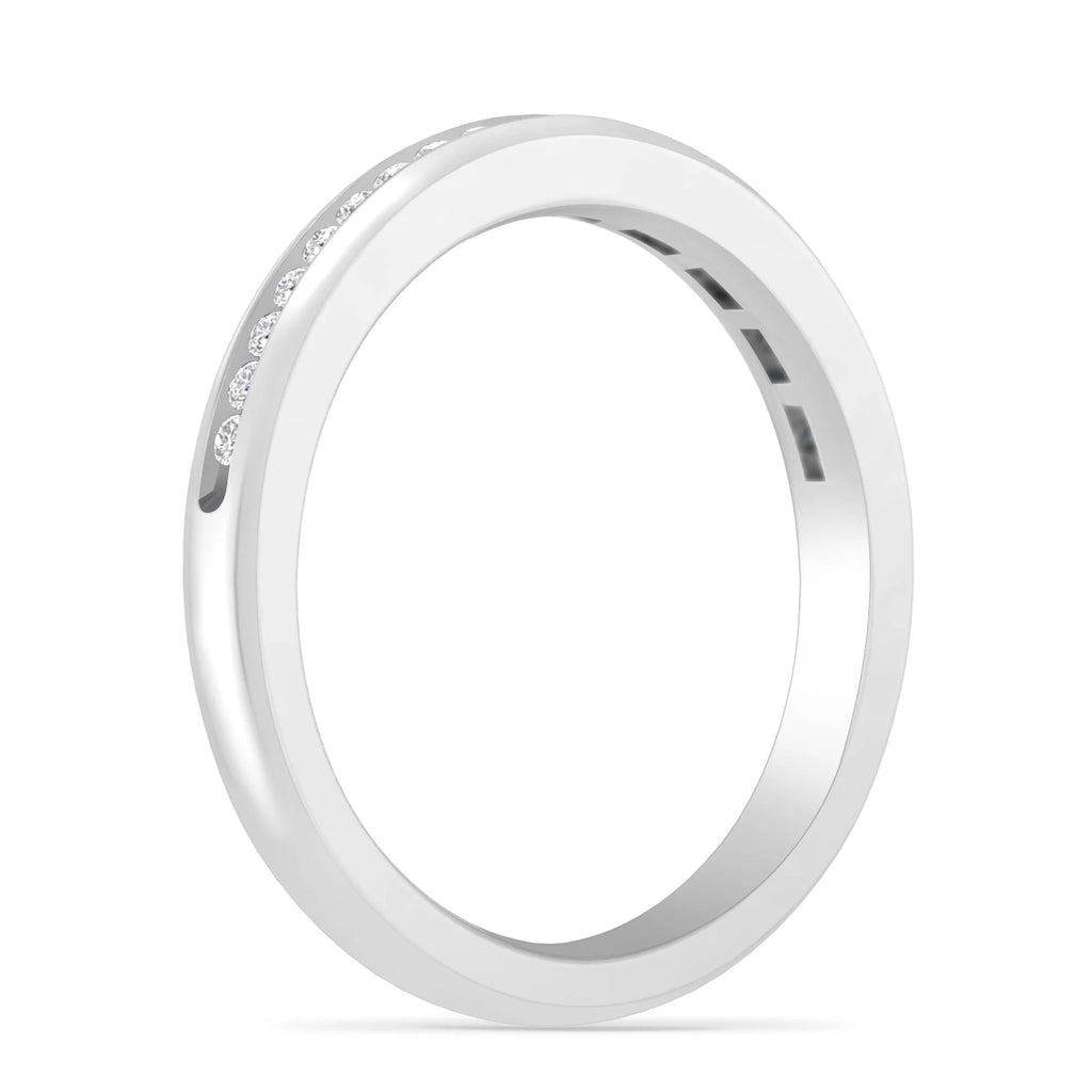 10K White Gold Round Diamond Stackable Band X9317