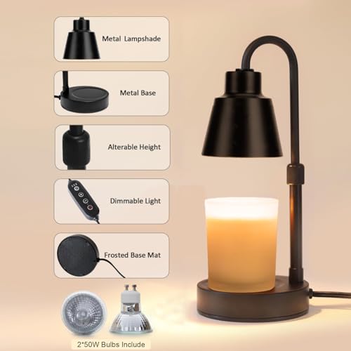 Black Adjustable Metal Candle Warmer Lamp with Timer Dimmer I1228