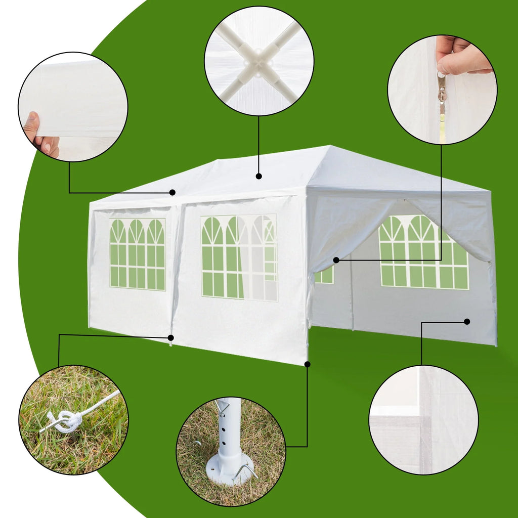10'x 20' White Party Tent with Sides W948794