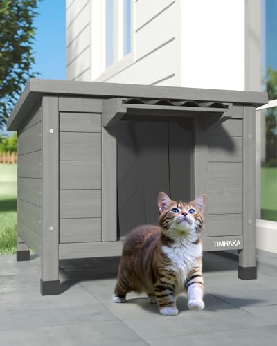 Outdoor Cat House Waterproof Foam Insulated Large Wooden Cat Condos 21.3" L x 19.9" W x 18.9" H K799925