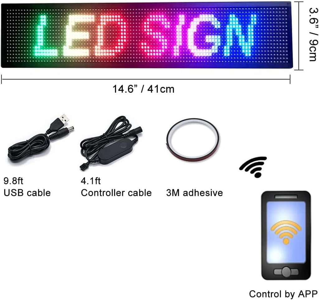 USB 5V LED Scrolling Message Sign, Soft Screen, 14.6''x3.6'', Pack of 2 H707469