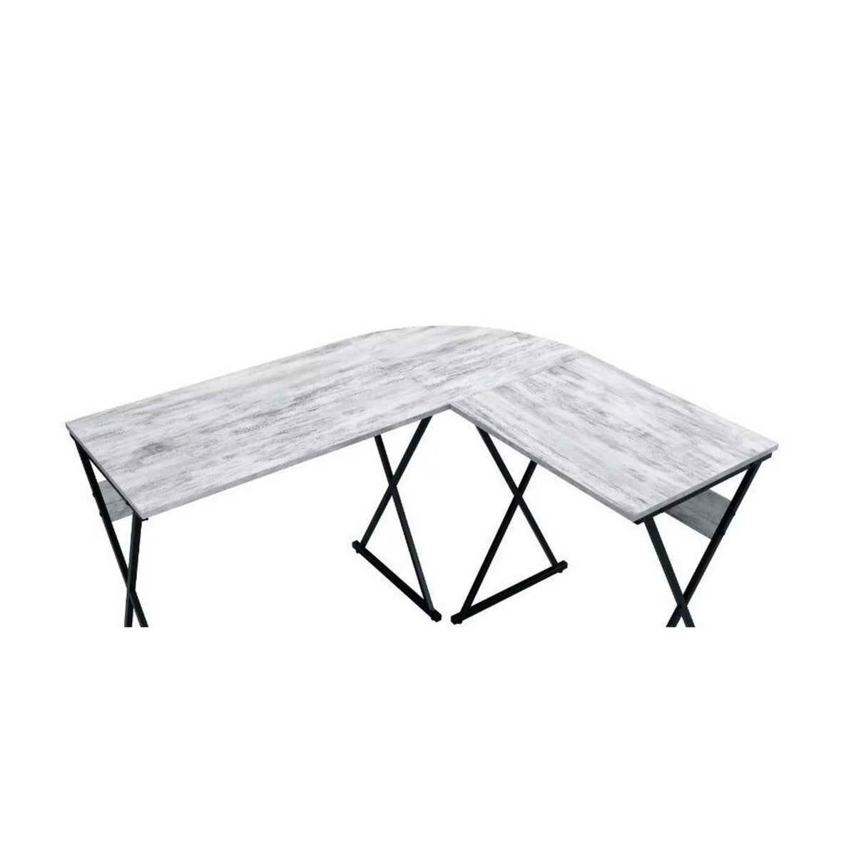 L Shape Antique White Writing Desk R150237