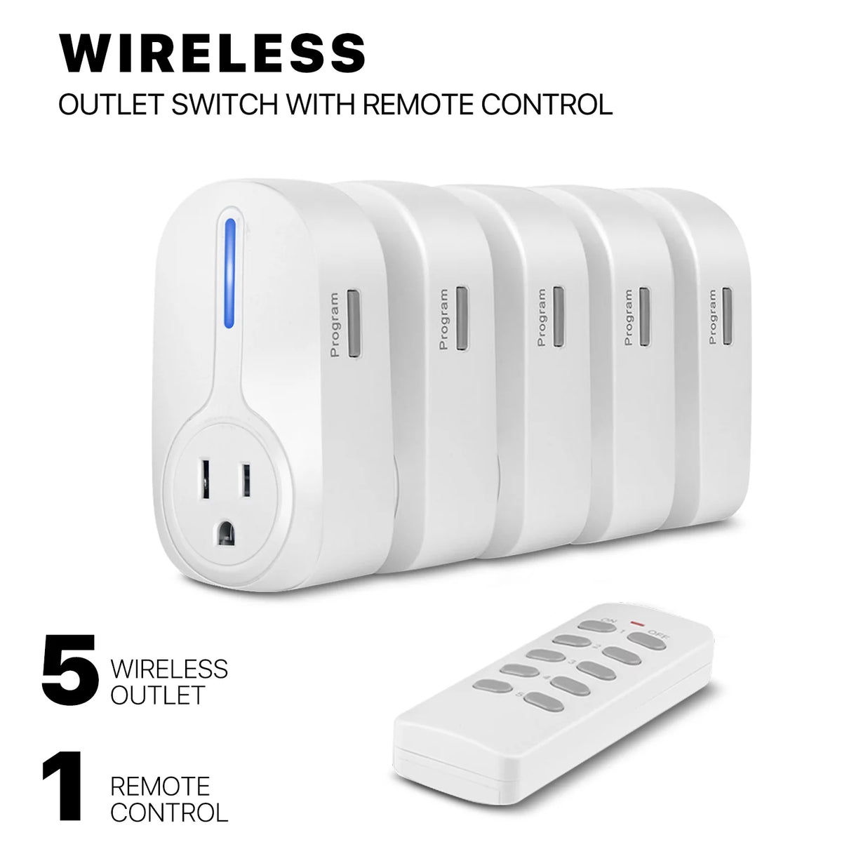 5 Pack Wireless Remote Control Power Outlet L406