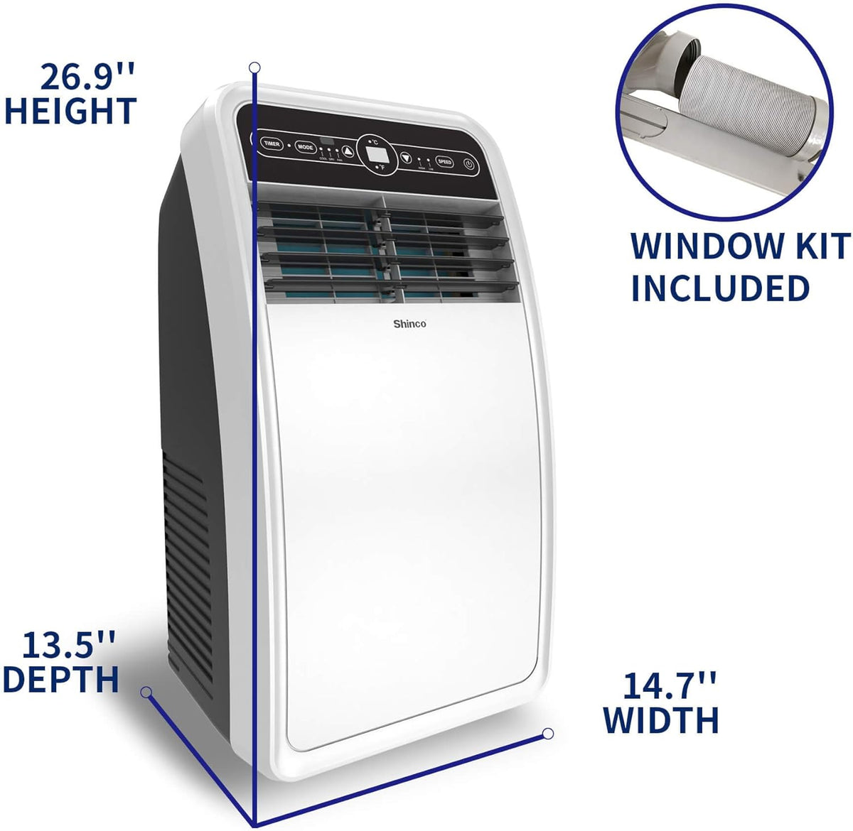 8,000 BTU Portable Air Conditioner with Dehumidifier, Remote Control D870