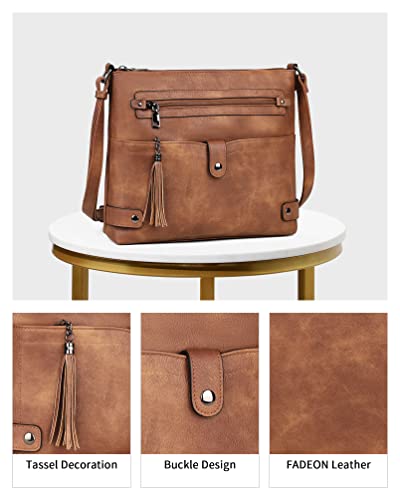 Large Leather Crossbody Bag with Multi Pocket C2759