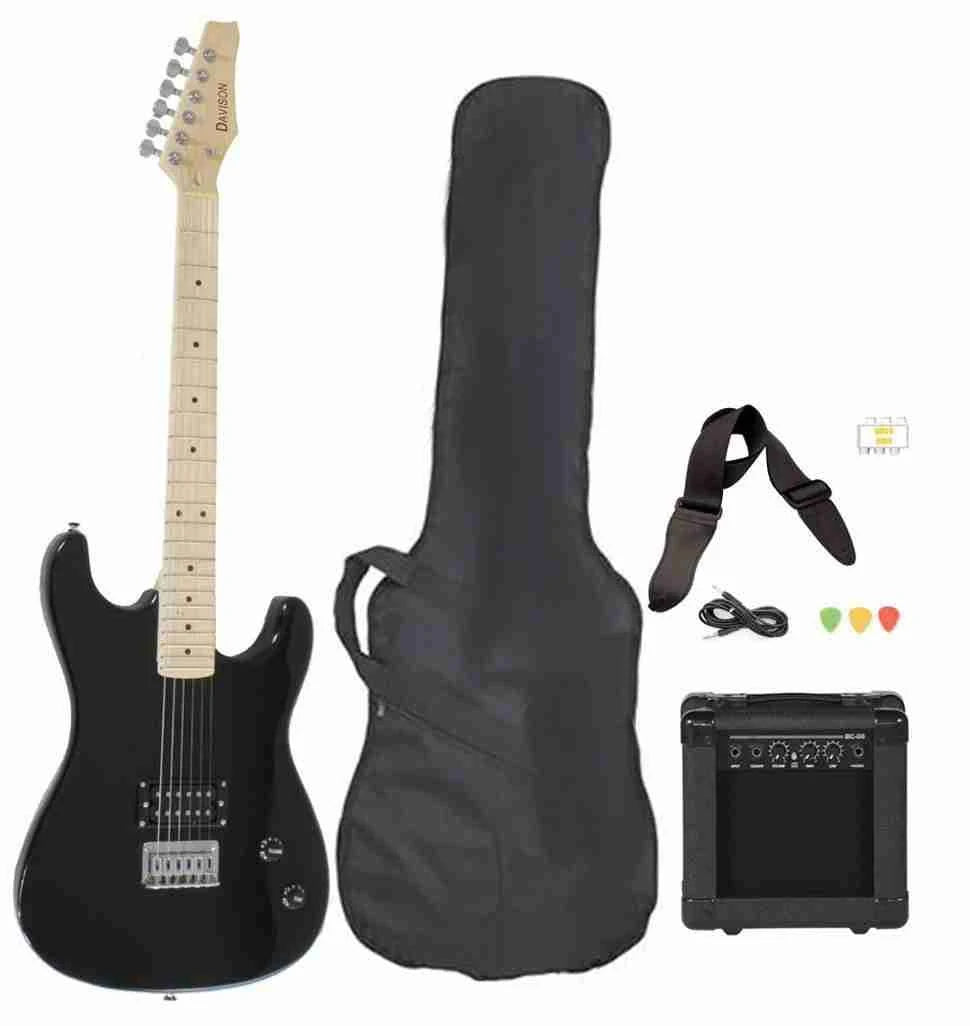 Black Electric Guitar with Amp and Case J432