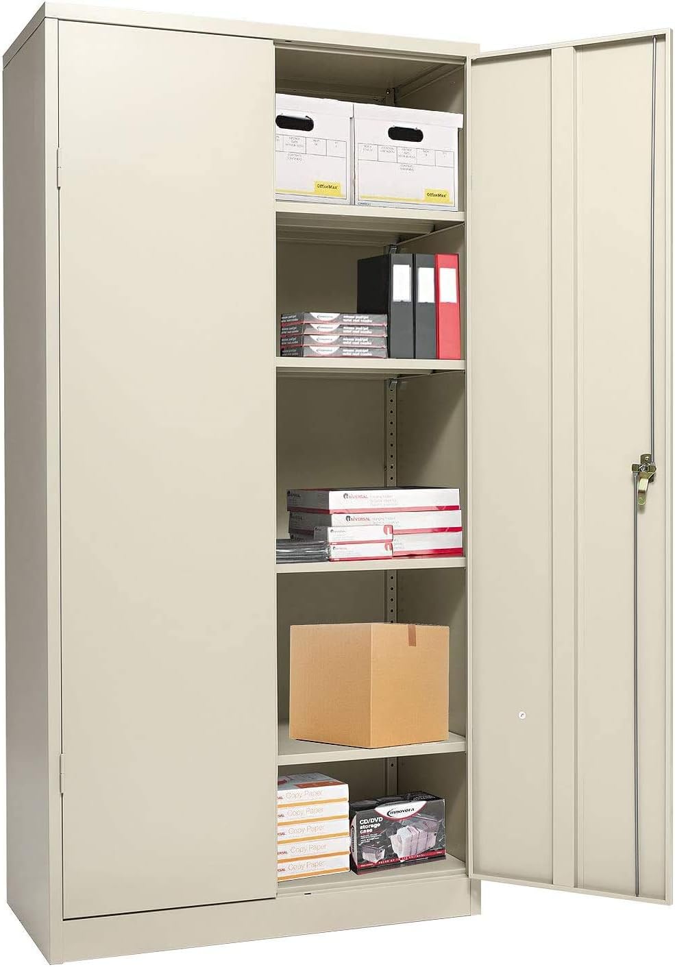 Tall Metal Storage Cabinet with 4 Adjustable Shelves J611