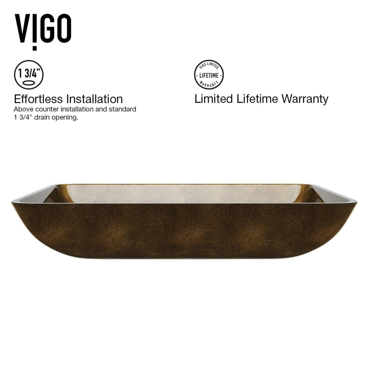 Bronze Rectangular Vessel Bathroom Sink with Faucet I5395