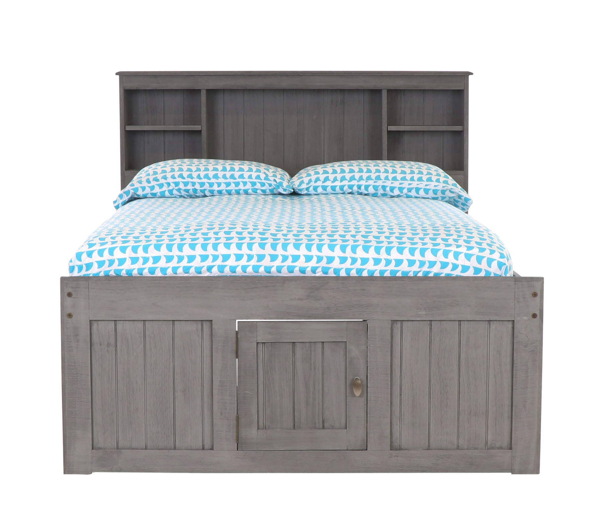 Charcoal Full Bookcase Bed with 12 Drawers F557406