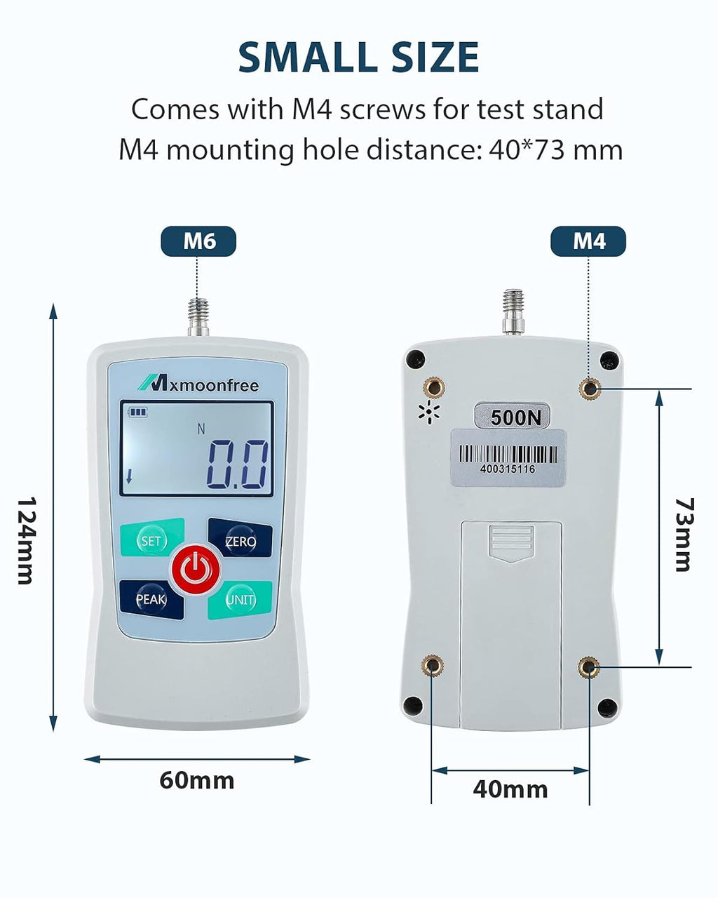 500N Digital Force Gauge Portable Force Meter with Storage Case W480791