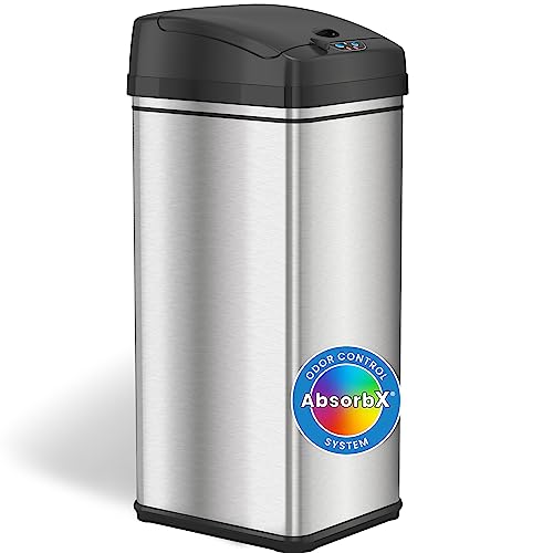 13 Gallon Motion Sensor Stainless Steel Trash Can with Lid G25681