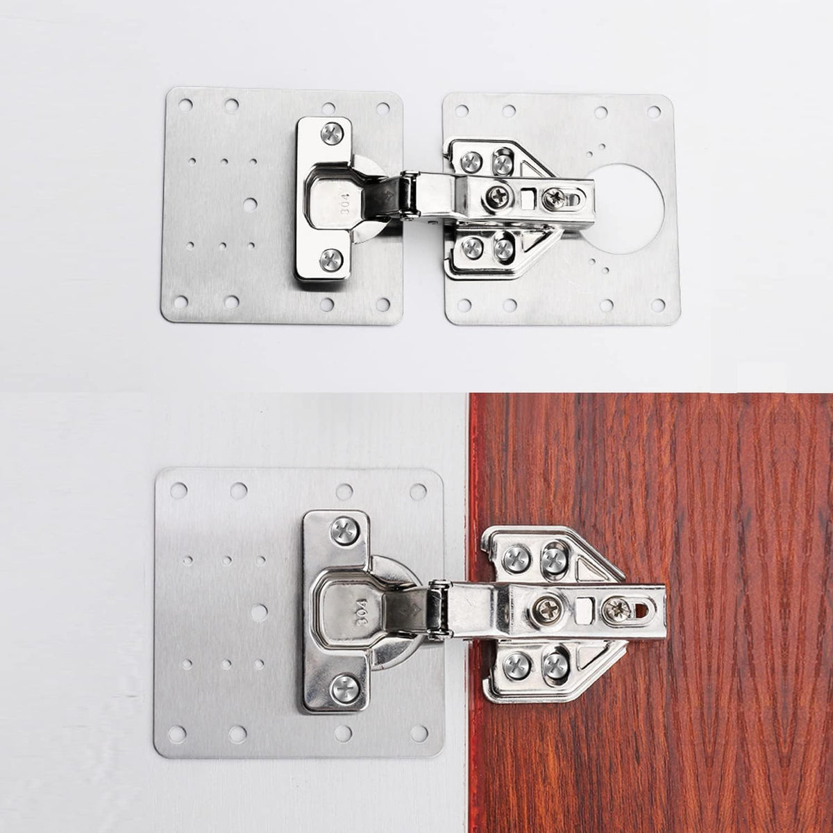 16pack Stainless Steel Cabinet Hinge Repair Plate kit with Mounting Screws Y2279